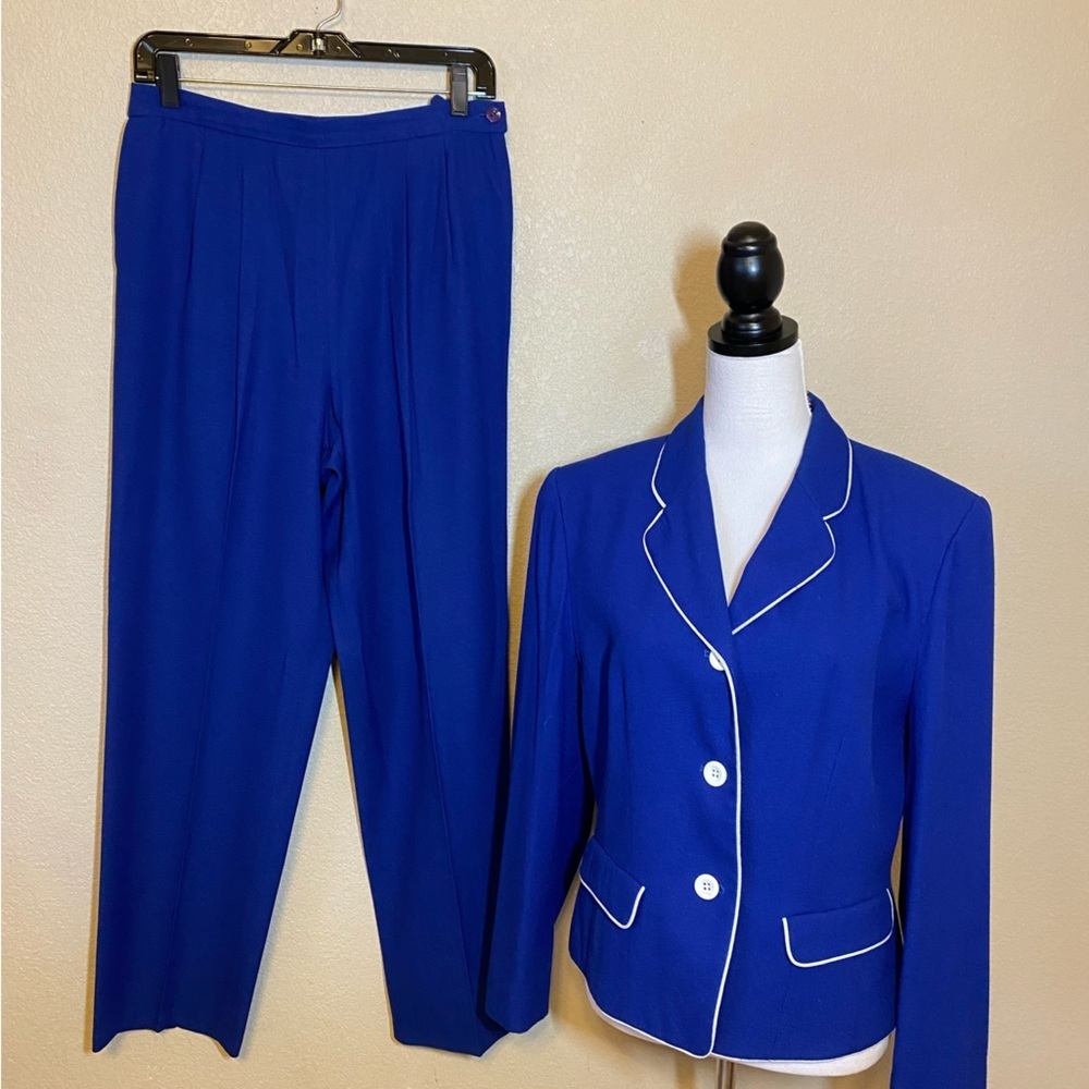 Vintage Pendleton Two Piece Pants Suit, Royal Blue, Size 10